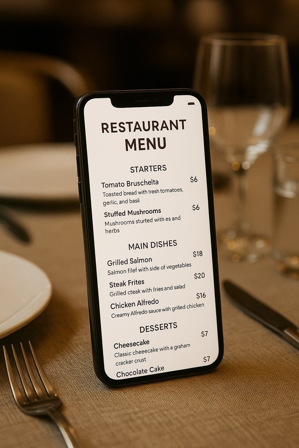 mobile friendly digital restuarant menu